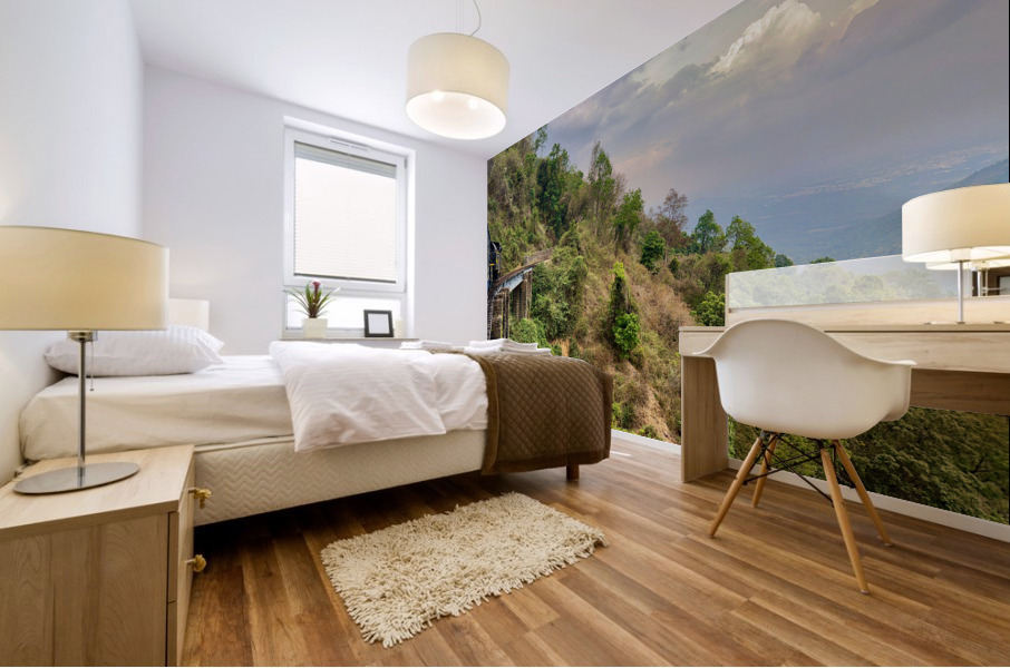 Toy Train by the Mountain Mural print