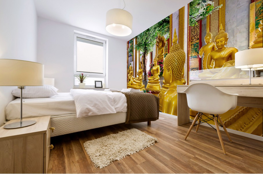 Golden Buddhas Mural print
