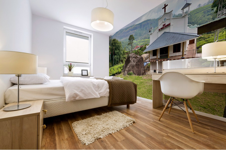 Chuch in Tea Plantations Mural print