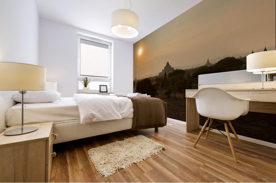 Sunset by the Temple Impression murale