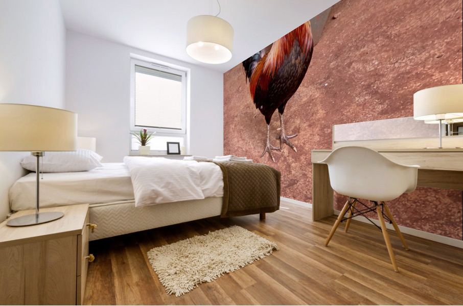 Rooster by the Table Mural print