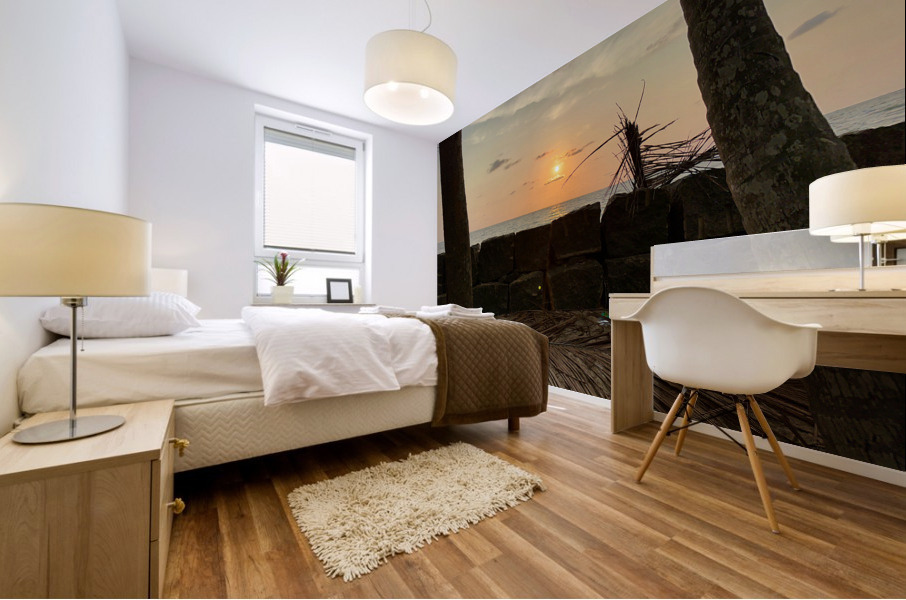 Sunset Behind the Wall Mural print