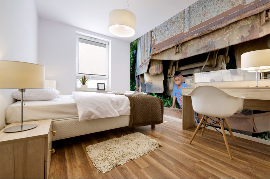 Playing with the Big Truck Mural print