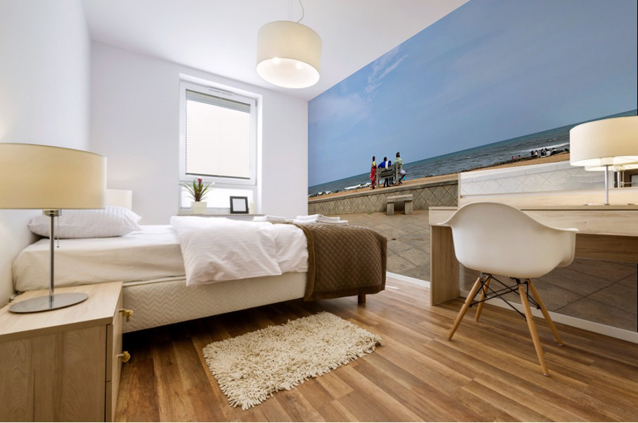 Family Bench at the Beach Mural print