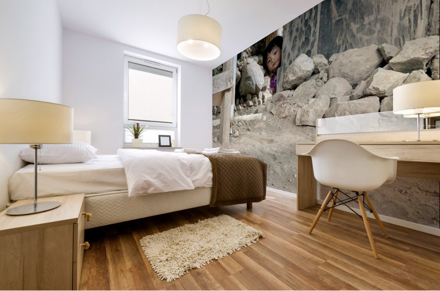 Hiding Little Girl Mural print