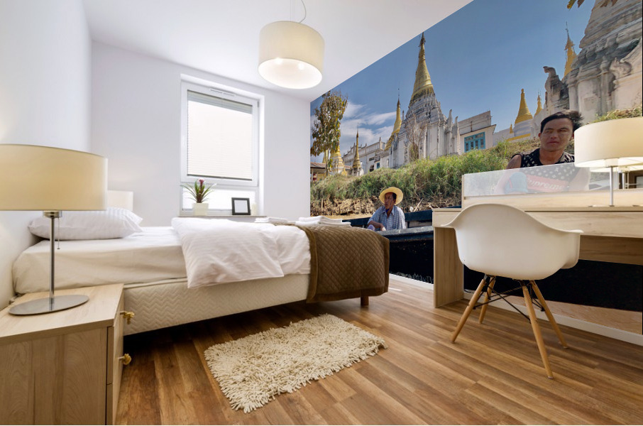 Chilling in the Boat in Front of the Temple Mural print