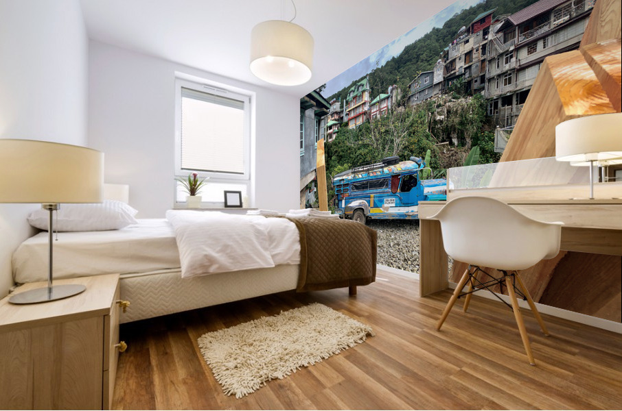 The Blue Bus of the Village Impression murale