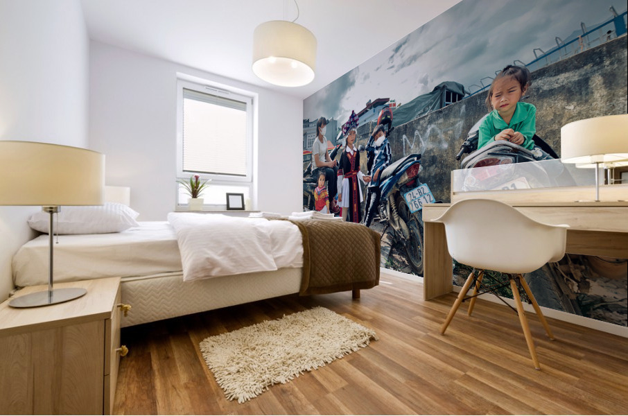 Bac Ha Market Family in Vietnam Mural print