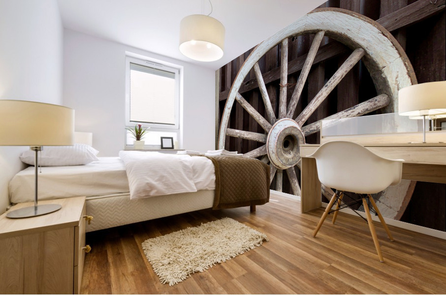 The Wooden Wheel Mural print