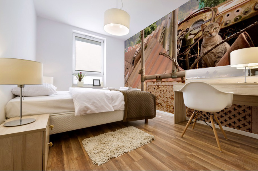 The Cat Living in the Ambulance Mural print