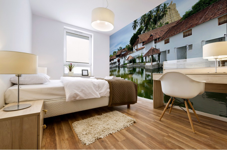 Reflections in Front of Sree Padmanabhaswamy Temple Mural print