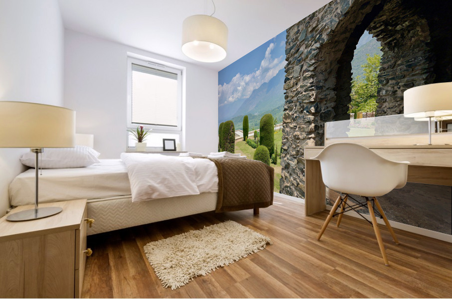 View from Pari Mahal Srinagar Mural print