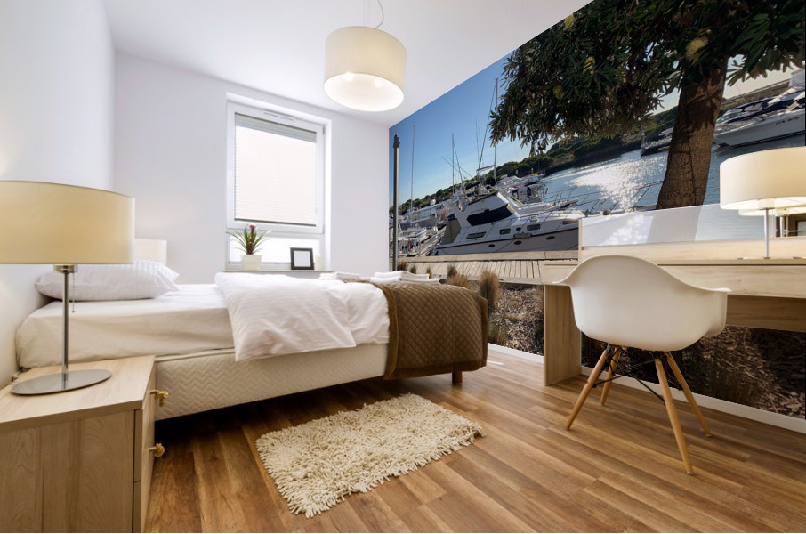 Boats at the Marina Mural print