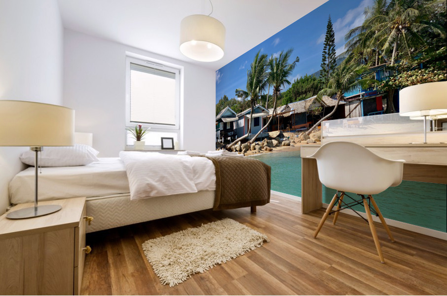 L Shaped Palm Trees Beach Mural print