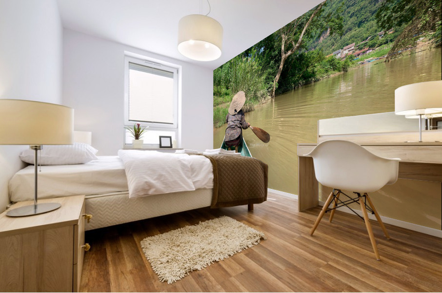 Lady Paddling Mural print