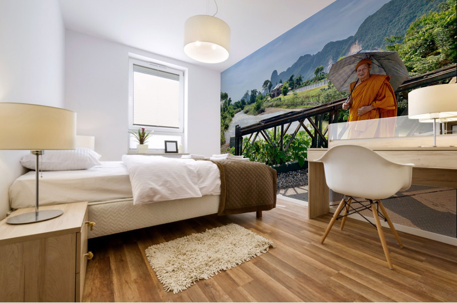 Monk Taking a Walk Mural print