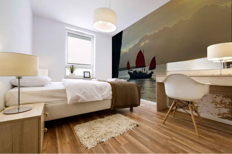 Special Boat When the Sun comes Down Mural print