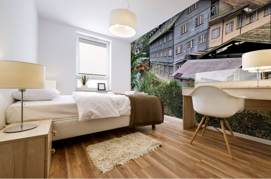 Blue House by the River 1 Mural print