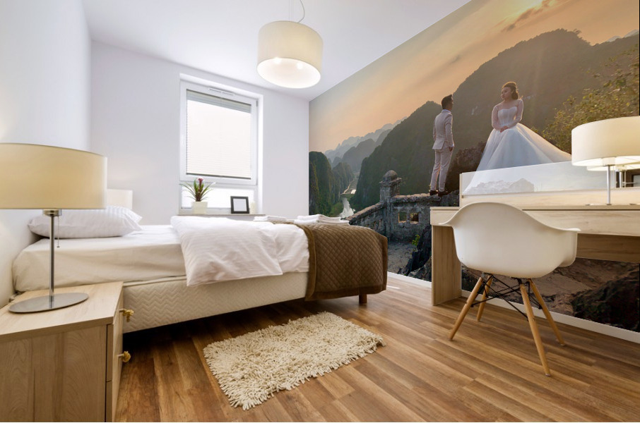 Beautiful Newlyweds at Hang Mua Cave Vietnam 1 Mural print