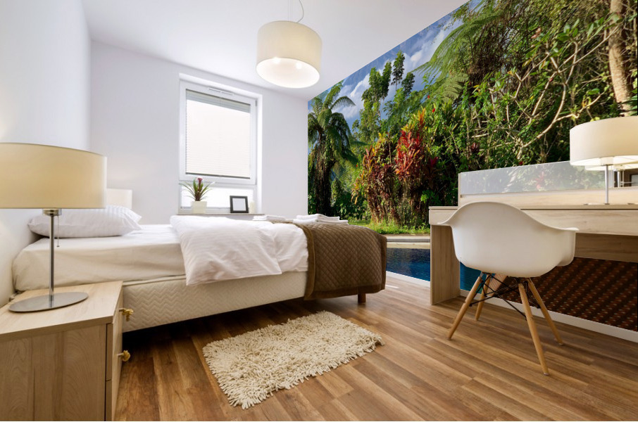 By the Pool with a view on Mount Agung Bali Mural print