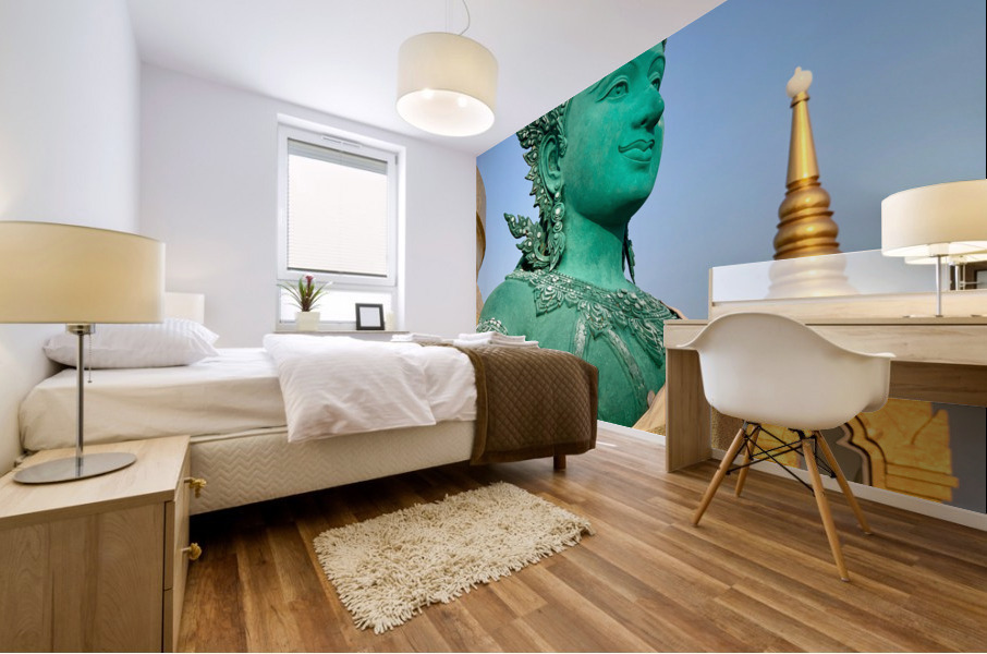 Green Thai Temple Statue Mural print