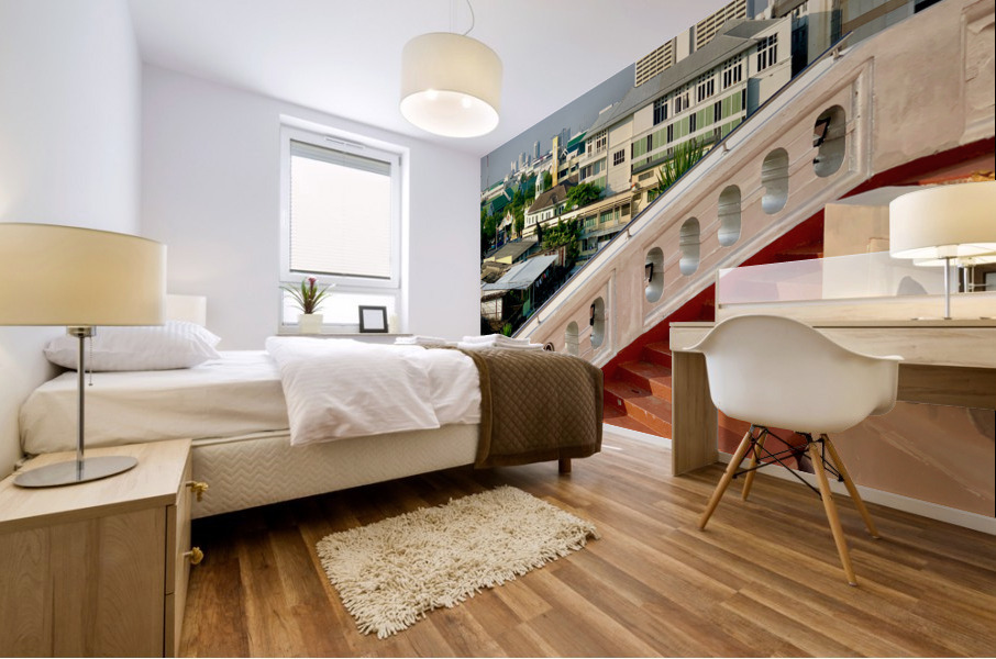 Golden Mount Temple Orange Stairs Bangkok Mural print