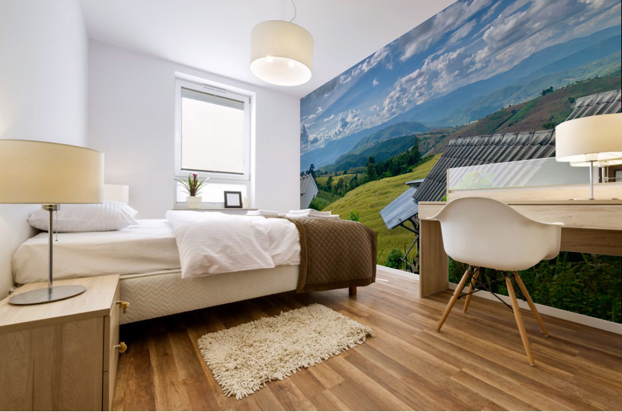 Village in the Rice Fields Mural print