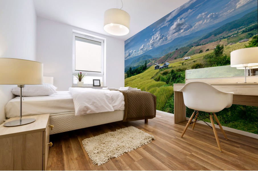 Village in the Rice Fields 3 Mural print