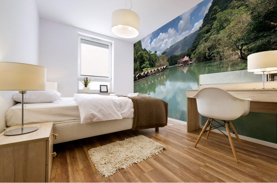 Bungalows on the Water in the Valley Mural print