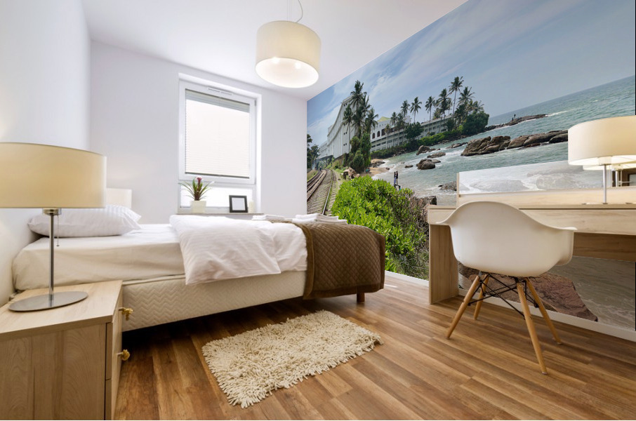 Railroad by the Ocean Mural print