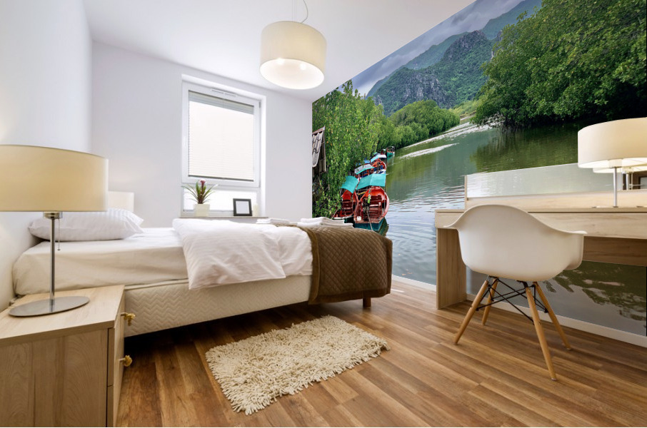 Boats Waiting on the River Mural print