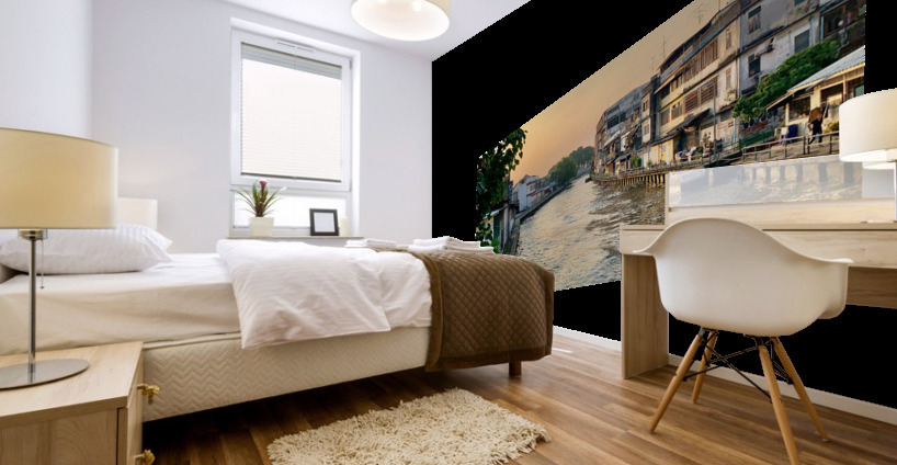 Bangkoks River at Dawn Mural print