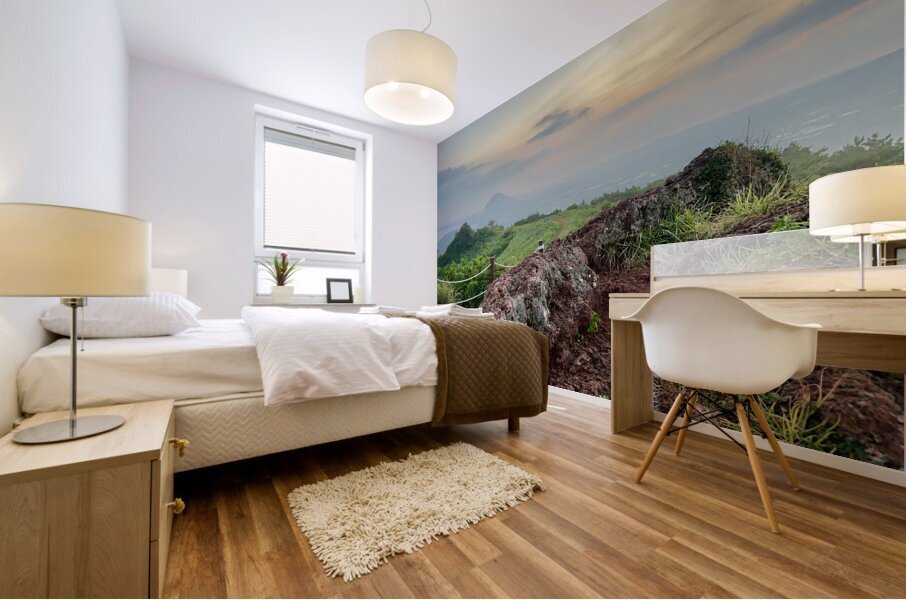 Sunset at Gunsan Oreum Jeju South Korea Mural print