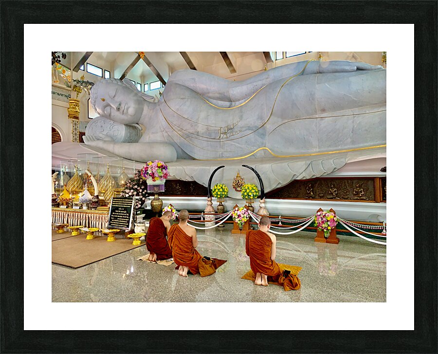 Praying White Buddha Picture Frame print