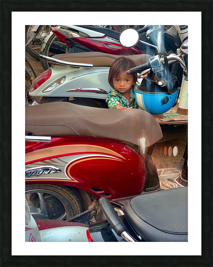 The Little Girl and the Motorbikes.  Picture Frame print