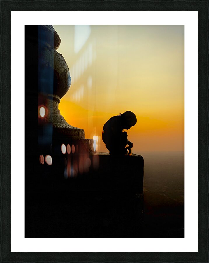 Meditative Monkey at Sunset Picture Frame print