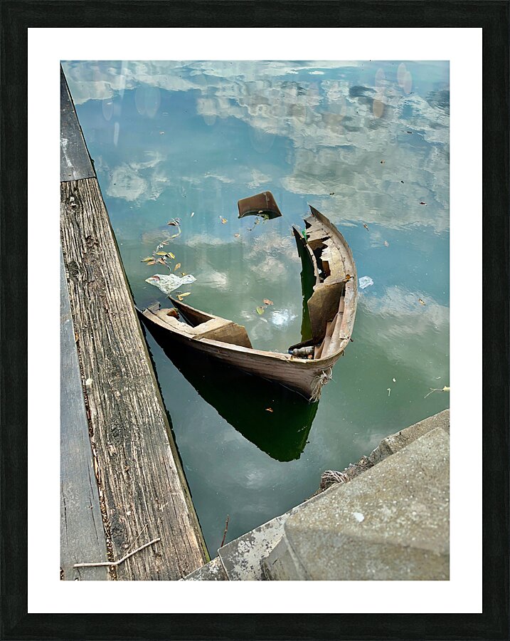 Sinking Boat Reflections Picture Frame print
