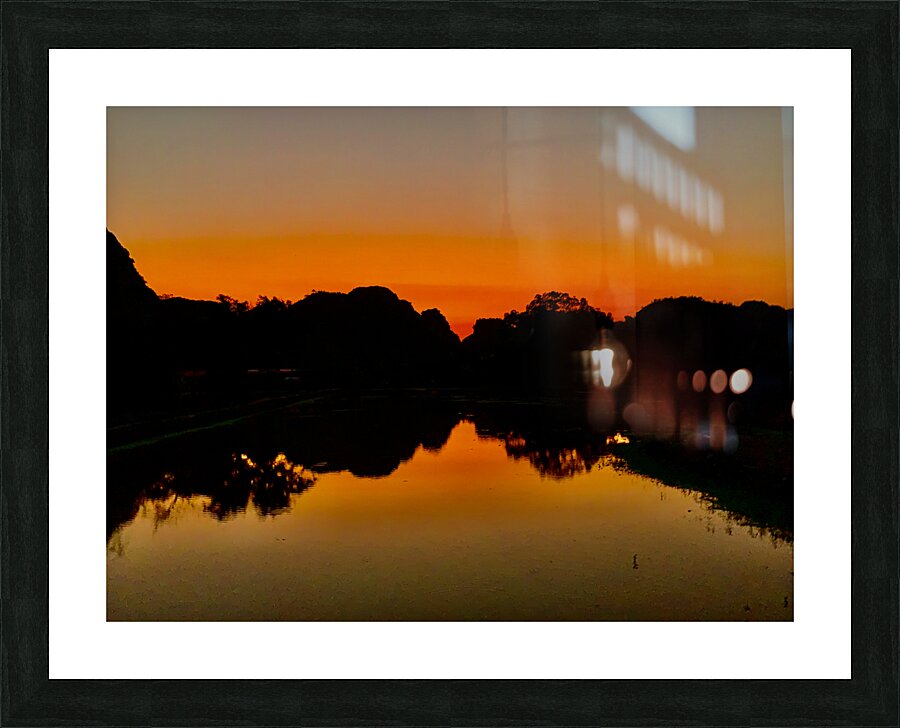 Orange Reflections over the Lake Picture Frame print