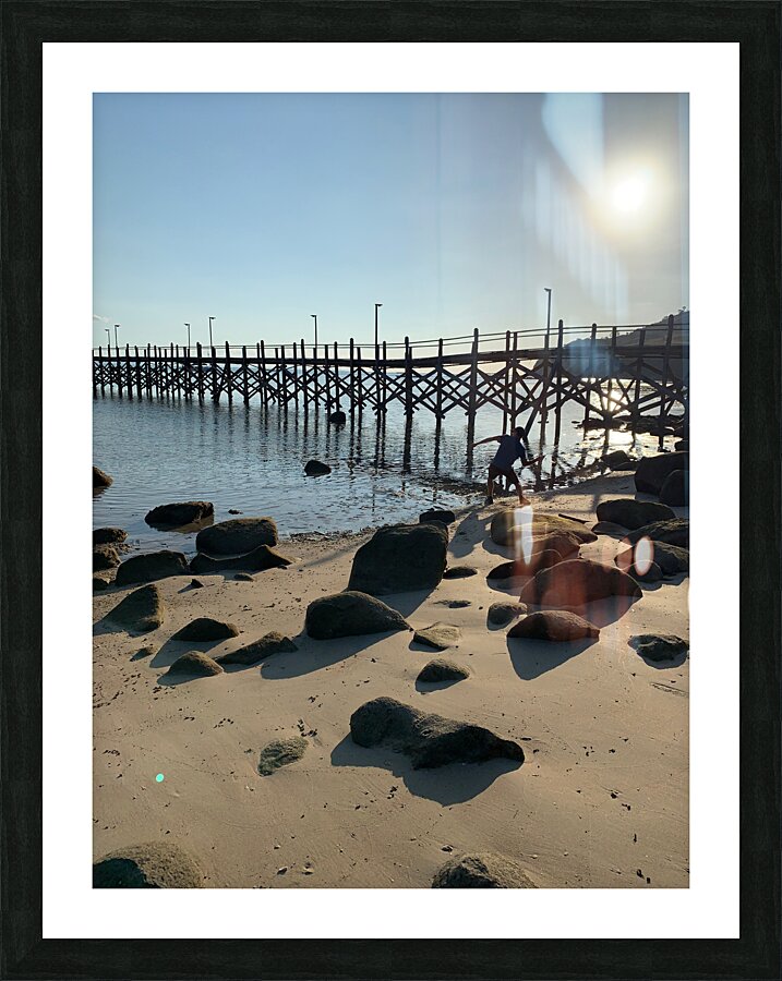Rock Throwing by the Bamboo Bridge Picture Frame print