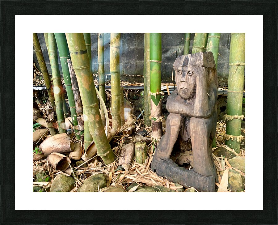 Thinking Wooden Sculpture Impression et Cadre photo