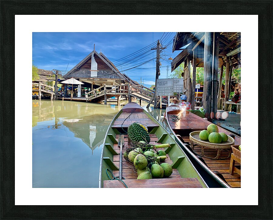 Coconut & Durian on a Boat in a Market Picture Frame print