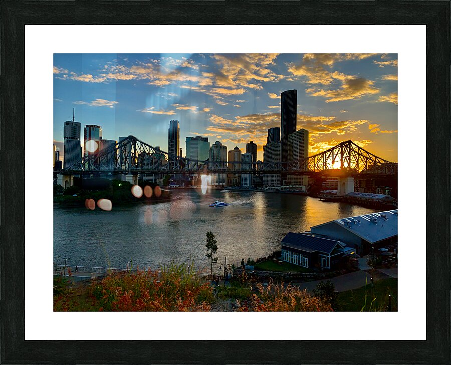 Brisbane Bridge at Sunset 2 Picture Frame print