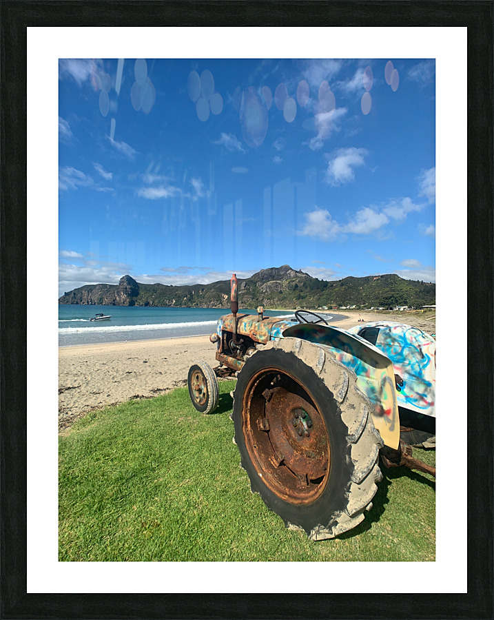 Colorful Tractor on the Beach Picture Frame print