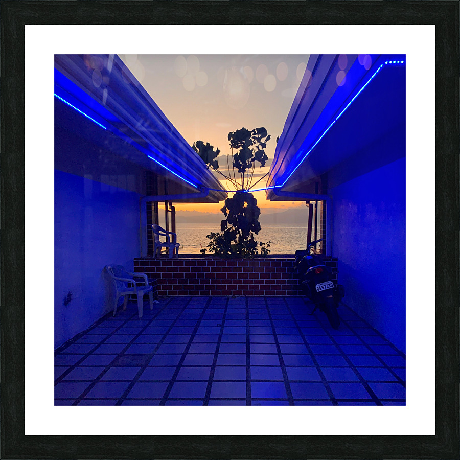 Blue Neon Sunset Picture Frame print
