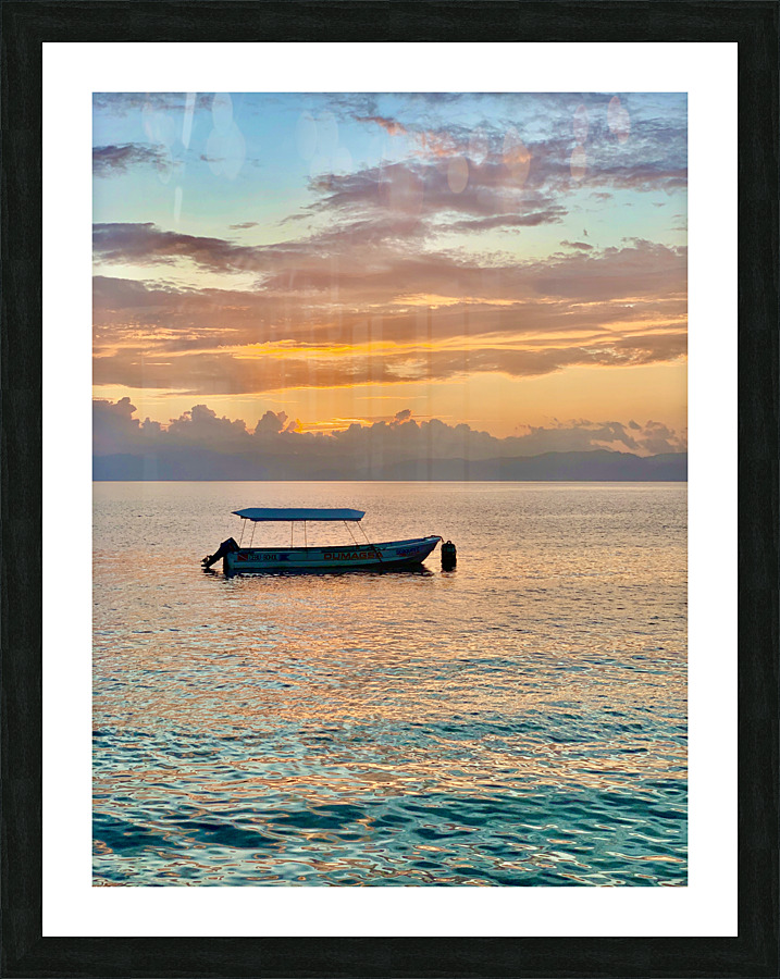 Lonely Boat at Sunset Picture Frame print