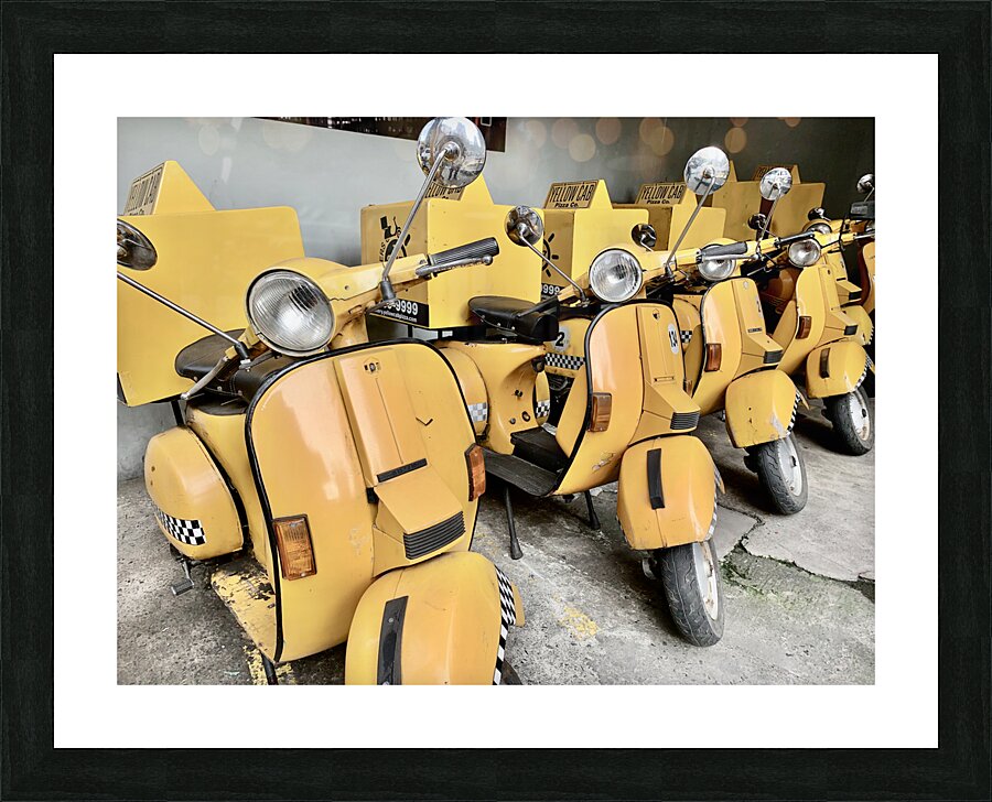 Yellow Motorbike Cabs Picture Frame print