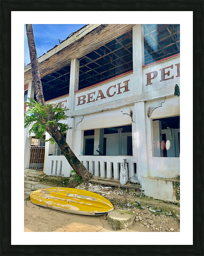 White Beach Building Picture Frame print