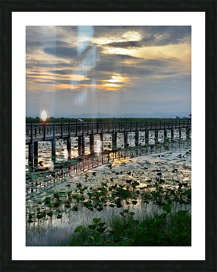 Amazing Walkway on the Lake During Sunset Picture Frame print