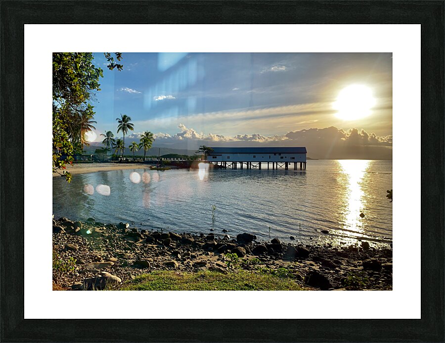 Long House on the Water at Sunset Picture Frame print