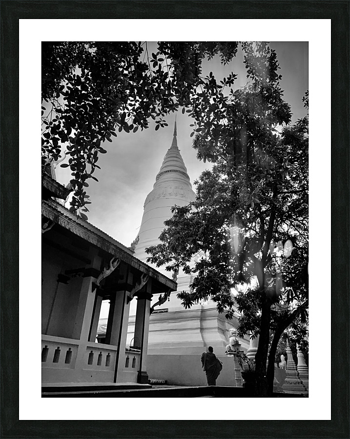 BW Monk  Stupa Impression et Cadre photo